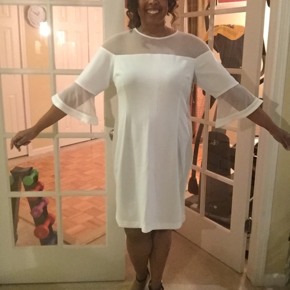 Lane Bryant Dresses & Skirts - Lane Bryant Dress Sheer Shoulders/Bell Sleeves 16